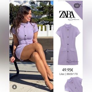 ZARA NWT MINI TEEED DRESS LILAC PURPLE